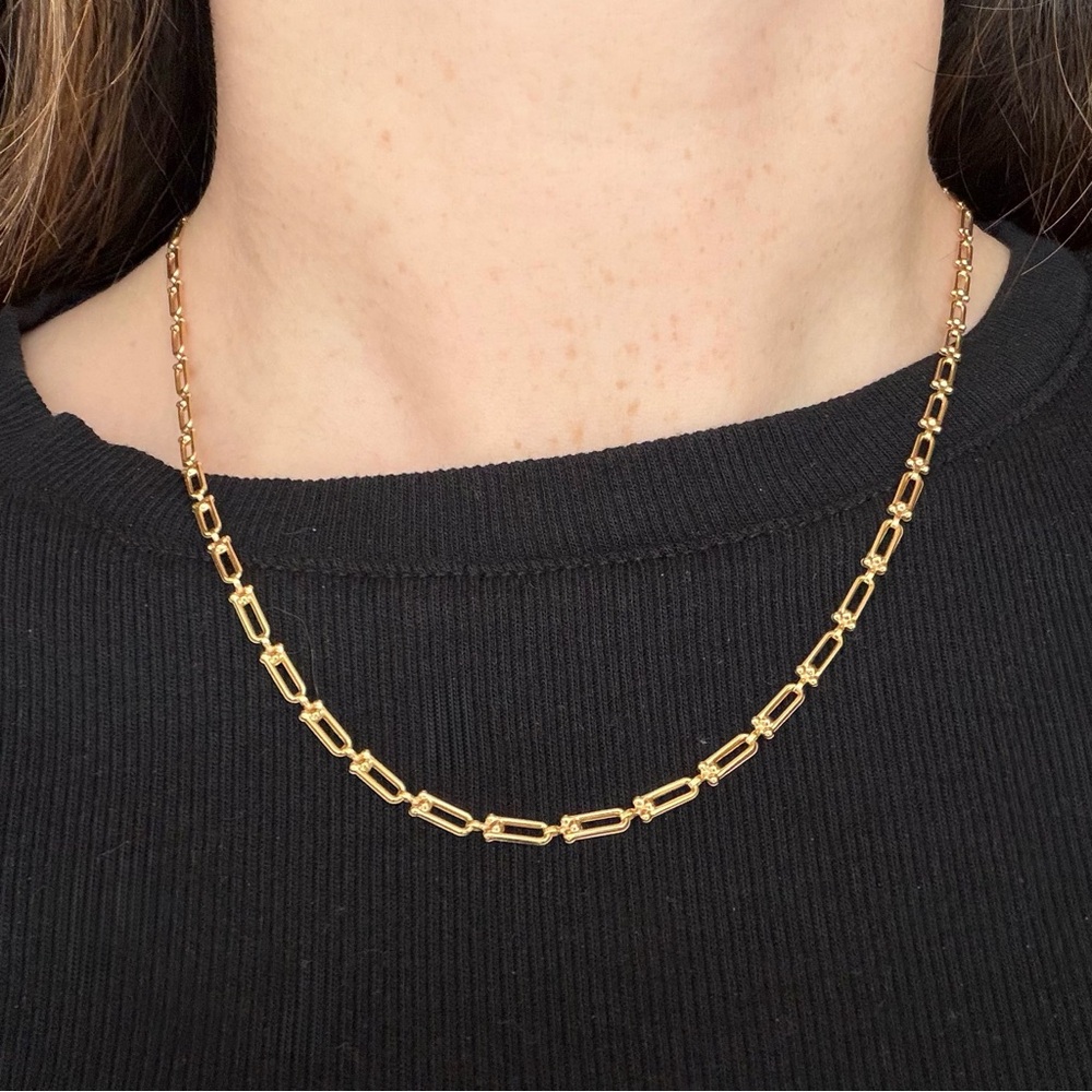 Mini micro hardware link necklace 18 inch 3mm 18k 750 au solid yellow gold